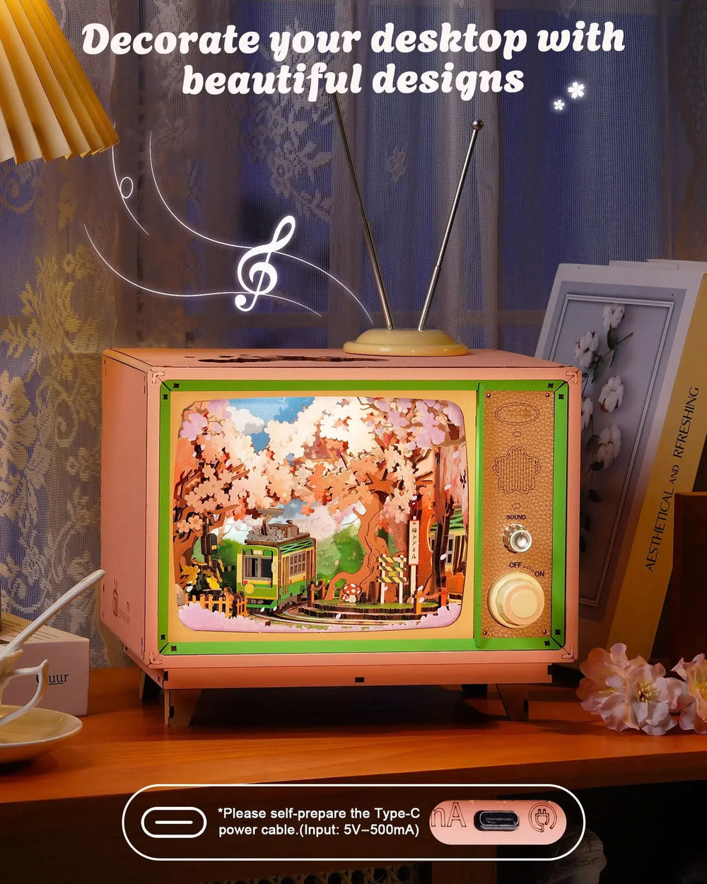 3D Wooden Music Box Puzzle – Dream Sakura Build Kit – Detail | Toki Toy Box