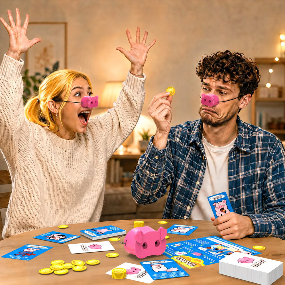 Don't Laugh Pig Card Game – Family Party Challenge