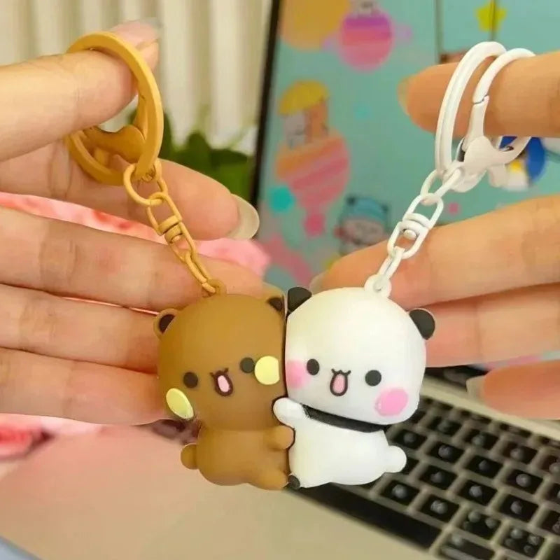 Magnetic Panda Couple Keychain – Cute Backpack Charm – Size Reference | Toki Toy Box