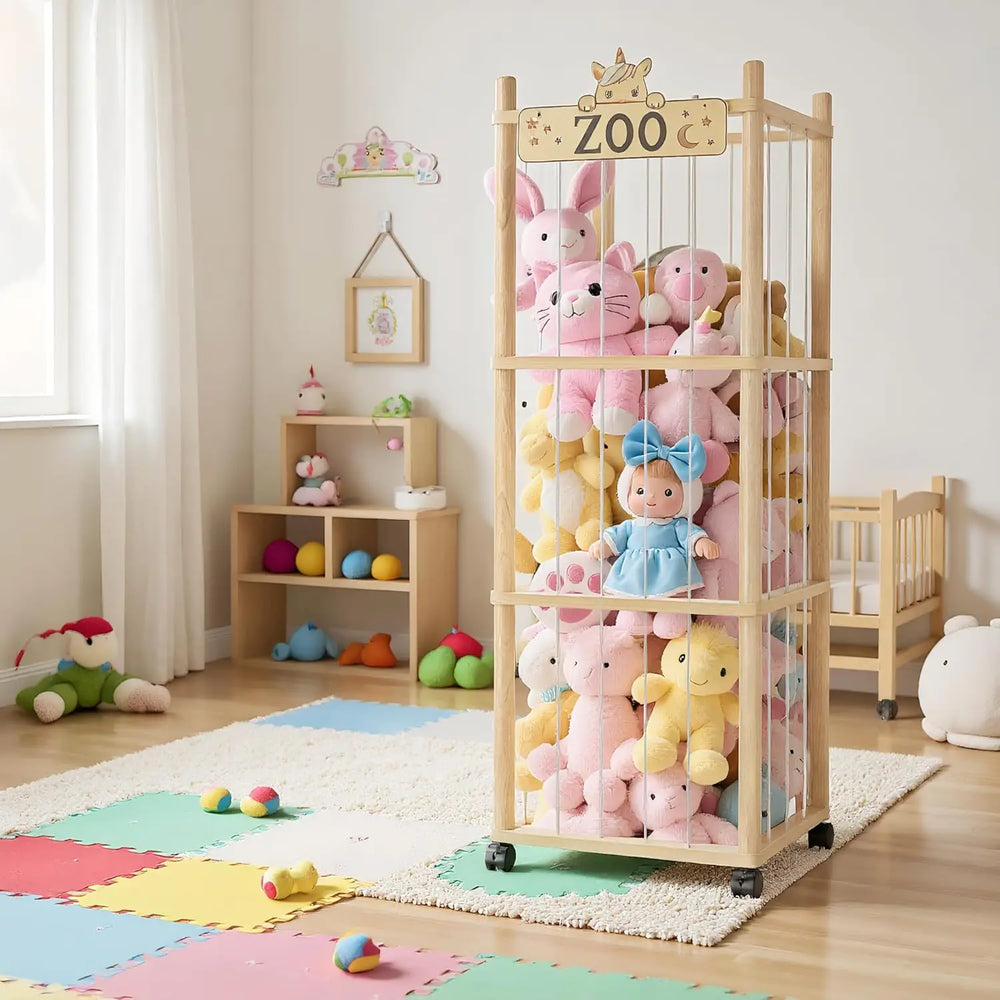 56" Plush Toy Storage Tower on Wheels - Toki Toy Box