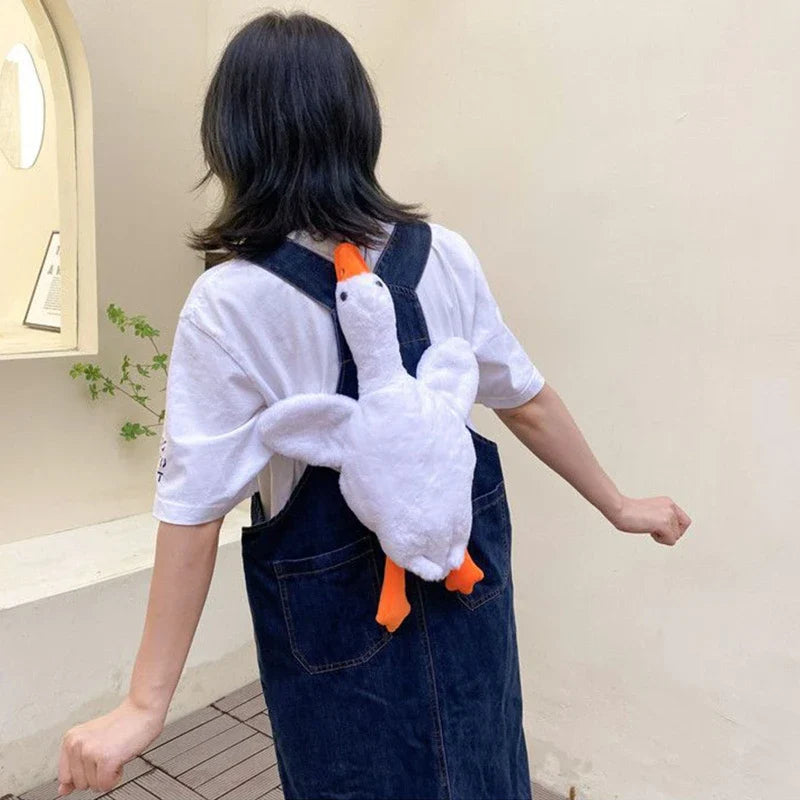 Cute Duck Crossbody Bag for Women – Plush White Goose Shoulder Bag