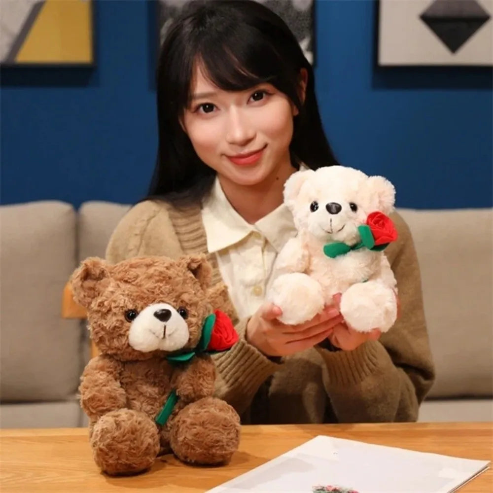 Rose Heart Teddy Plush – Cute Gift Bear - Toki Toy Box