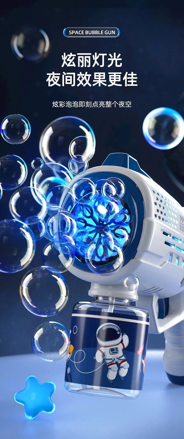 Astronaut Bubble Machine – Automatic Rocket Blaster Toy – View 13 | Toki Toy Box