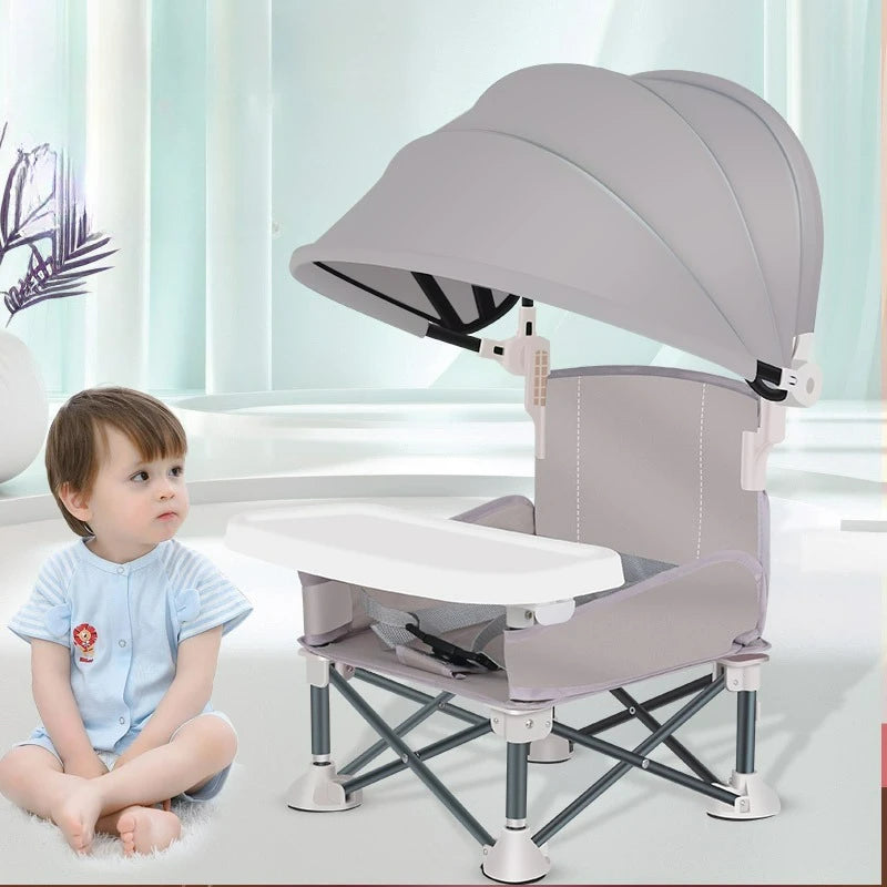 Portable Baby Camping High Chair with Sunshade Tent