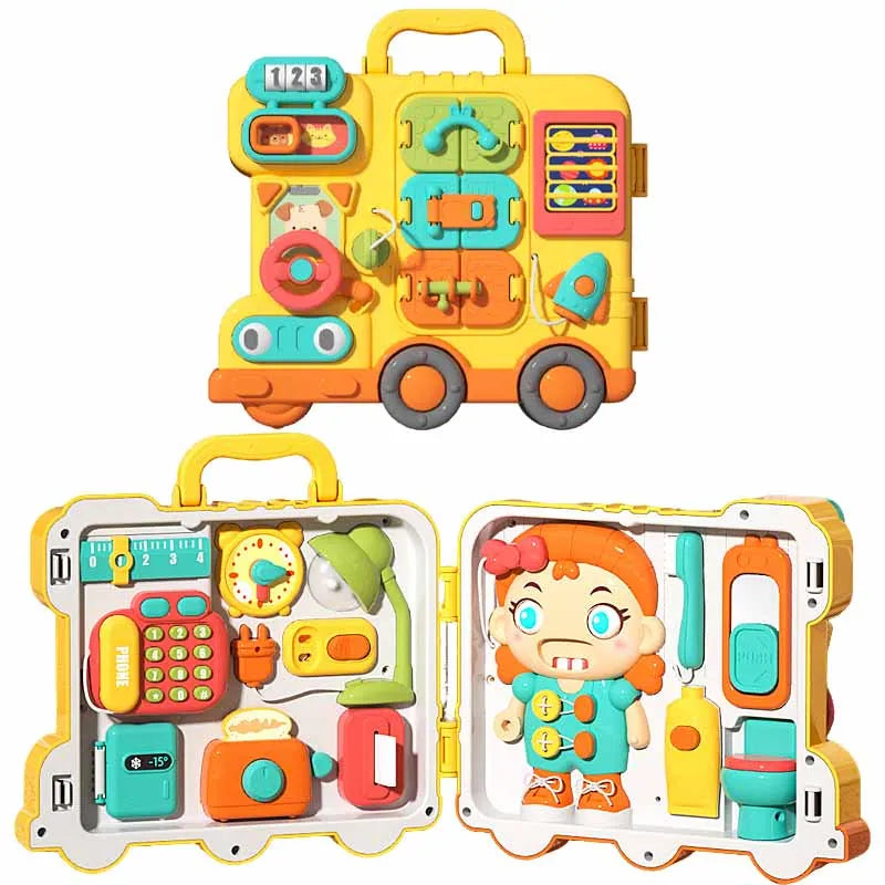 Montessori Busy Board – Travel Sensory Skills Toy