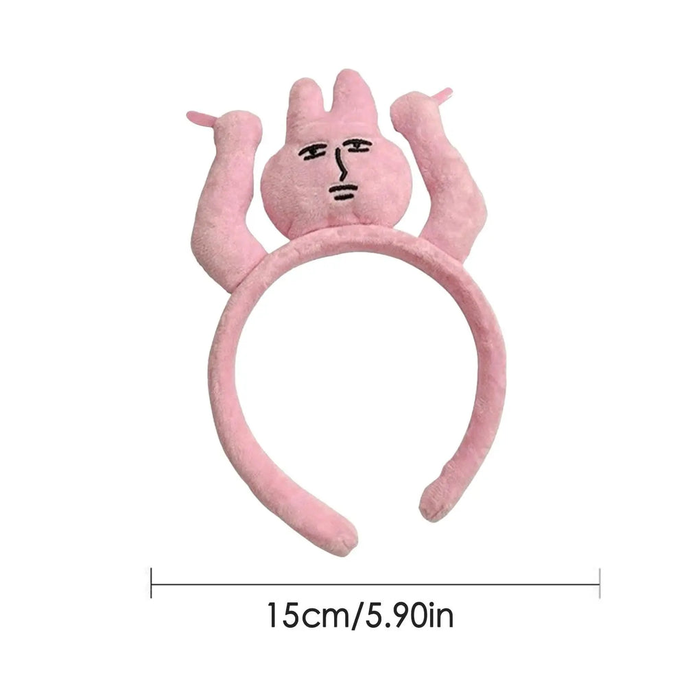 Pink Bunny Plush Headband – Soft Cute Hair Accessory – In Use | Toki Toy Box