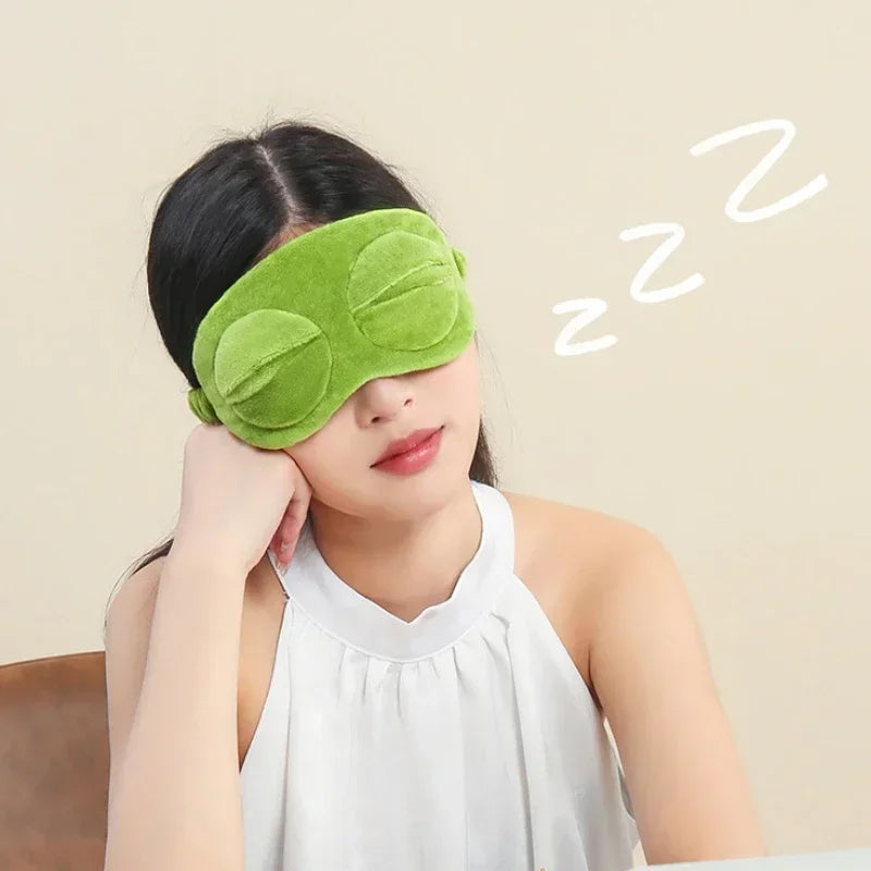 Cute 3D Frog Sleep Mask – Soft Plush Eye Shade