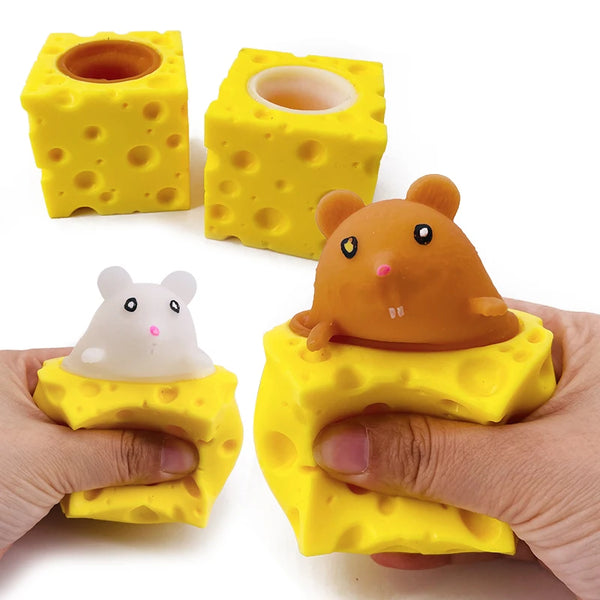 Cheese Mouse Stress Toy – Funny Squeeze Fidget