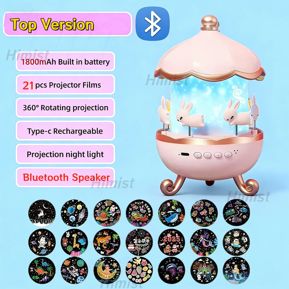 Rabbit Galaxy Projector Lamp with Speaker for Kids