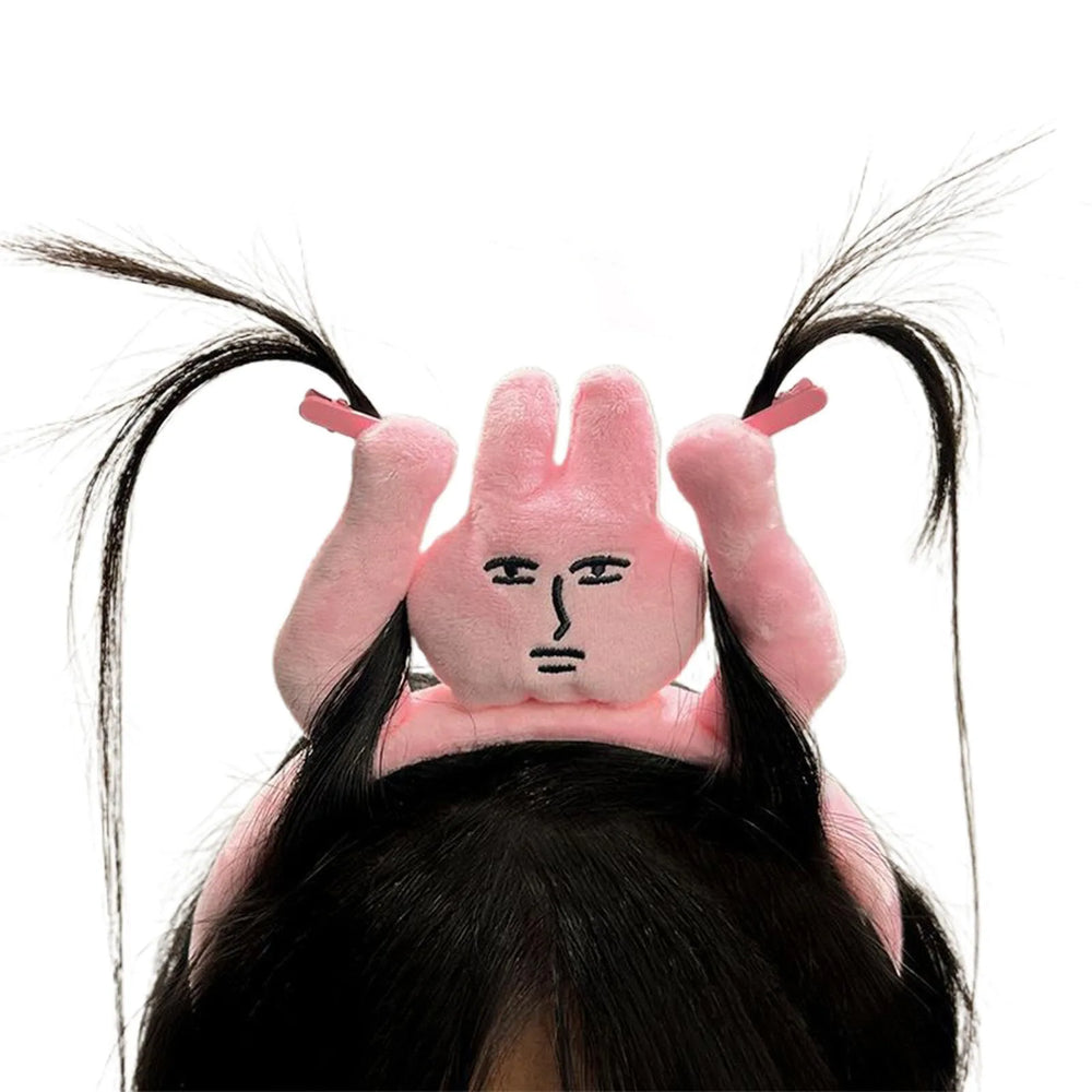 Pink Bunny Plush Headband – Soft Cute Hair Accessory – Detail | Toki Toy Box