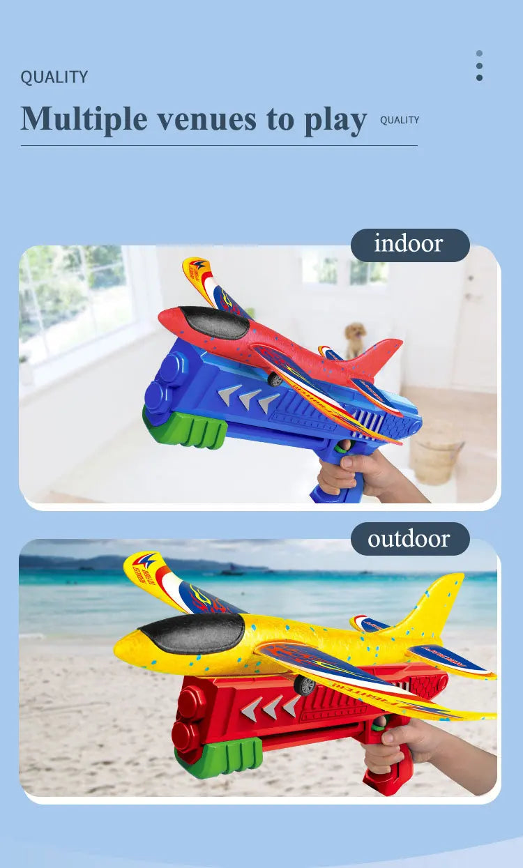 Foam Plane Launcher Set – Long Range Outdoor Fun for Kids