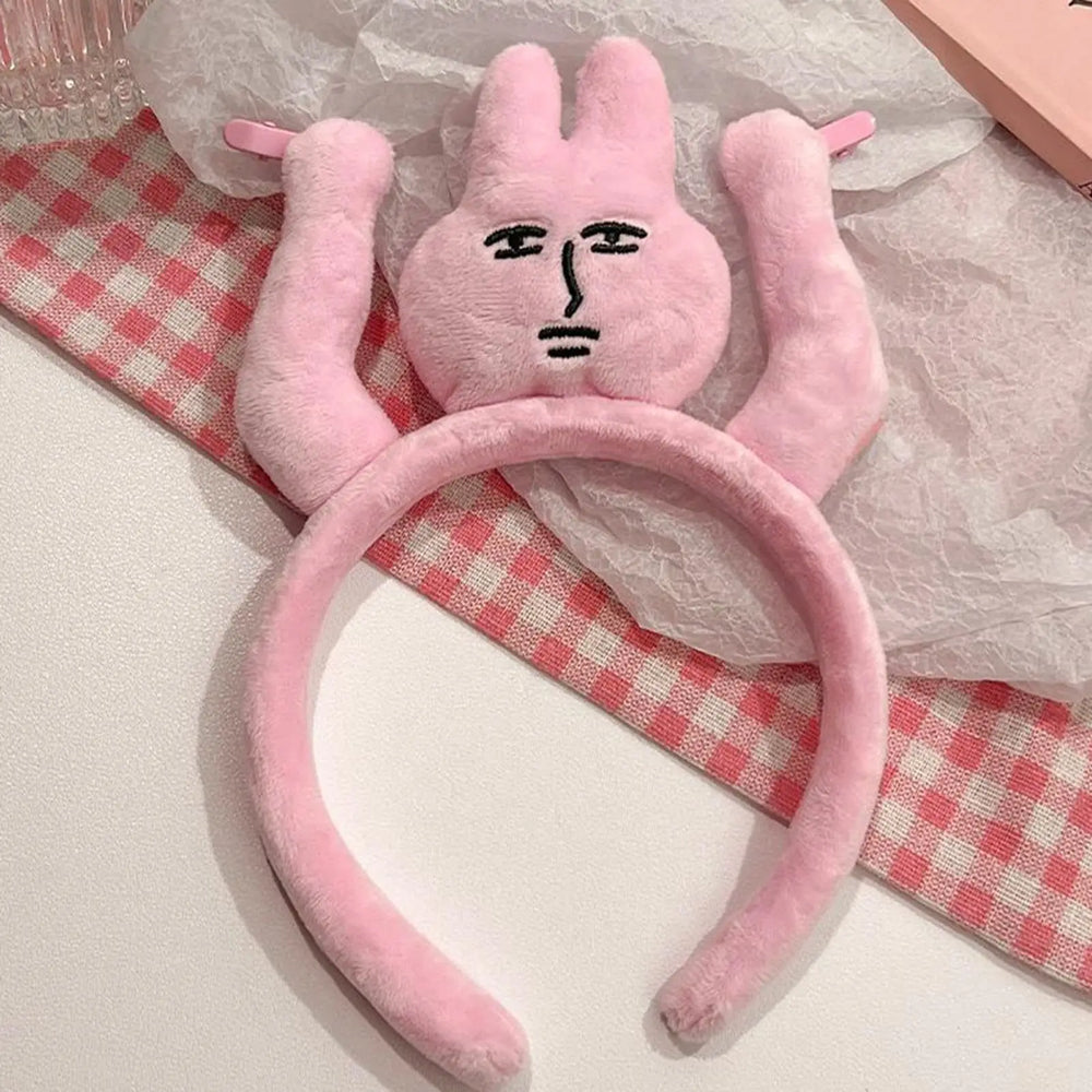 Pink Bunny Plush Headband – Soft Cute Hair Accessory – Size Reference | Toki Toy Box