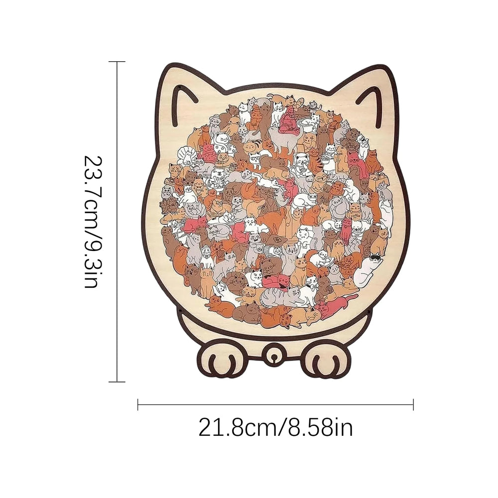 Cat-Shaped Wooden Puzzle – 135-Piece Brain Teaser