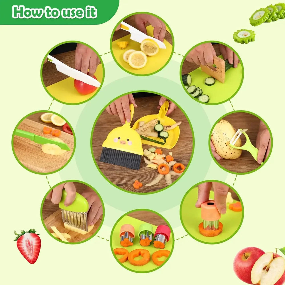 Kids Safe Cooking Knife Set | 14-Piece Montessori Kit