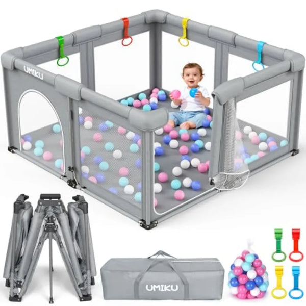 Large Foldable Baby Playpen with Dual Doors