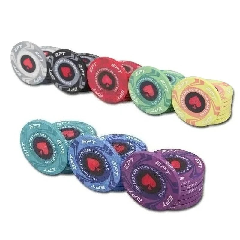 Premium Ceramic Game Chips Set – 10 Pieces