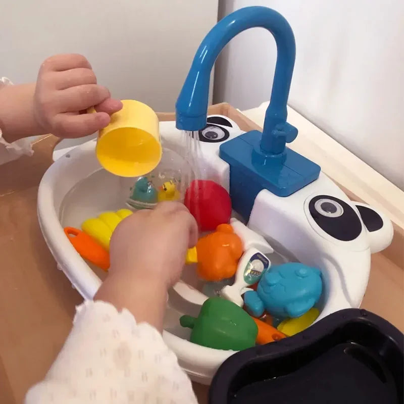 Kids Kitchen Sink Play Set with Running Water – In Use | Toki Toy Box