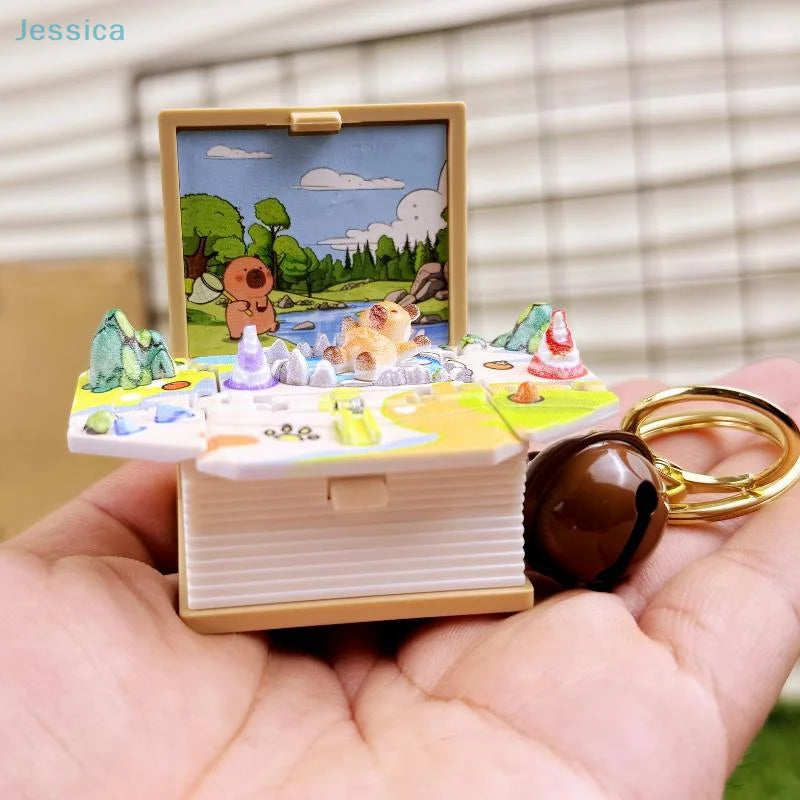 Capybara Mini Flip Book Keychain – Cute Pocket Toy – Size Reference | Toki Toy Box