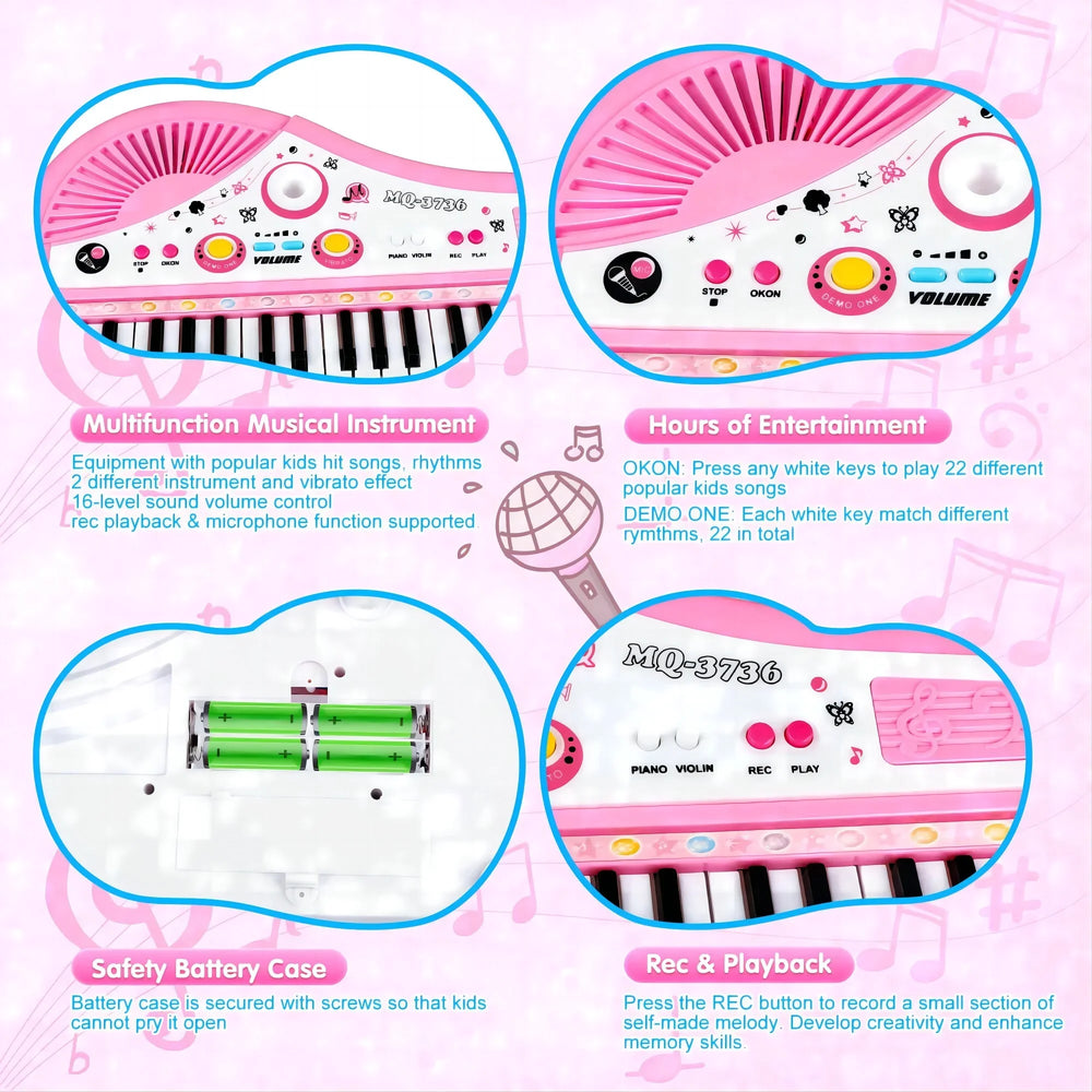 Kids Piano – 37 Keys Close-Up | Toki Toy Box