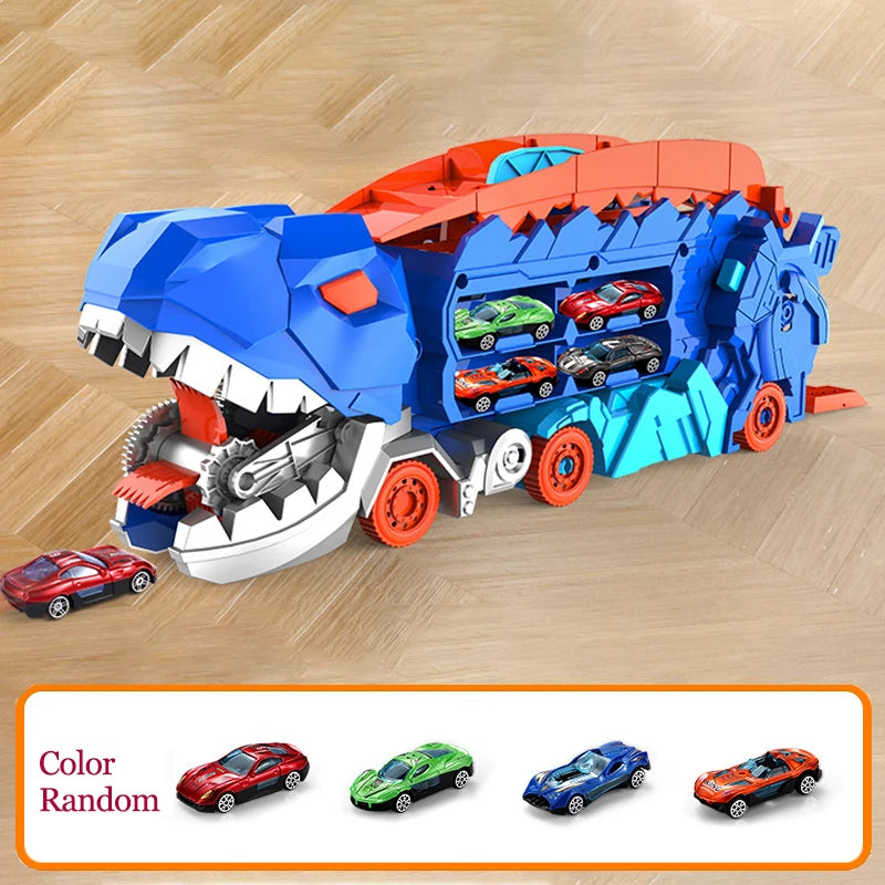 Folding Dino Transporter Track Set – Kids Racing Play – Color Options | Toki Toy Box