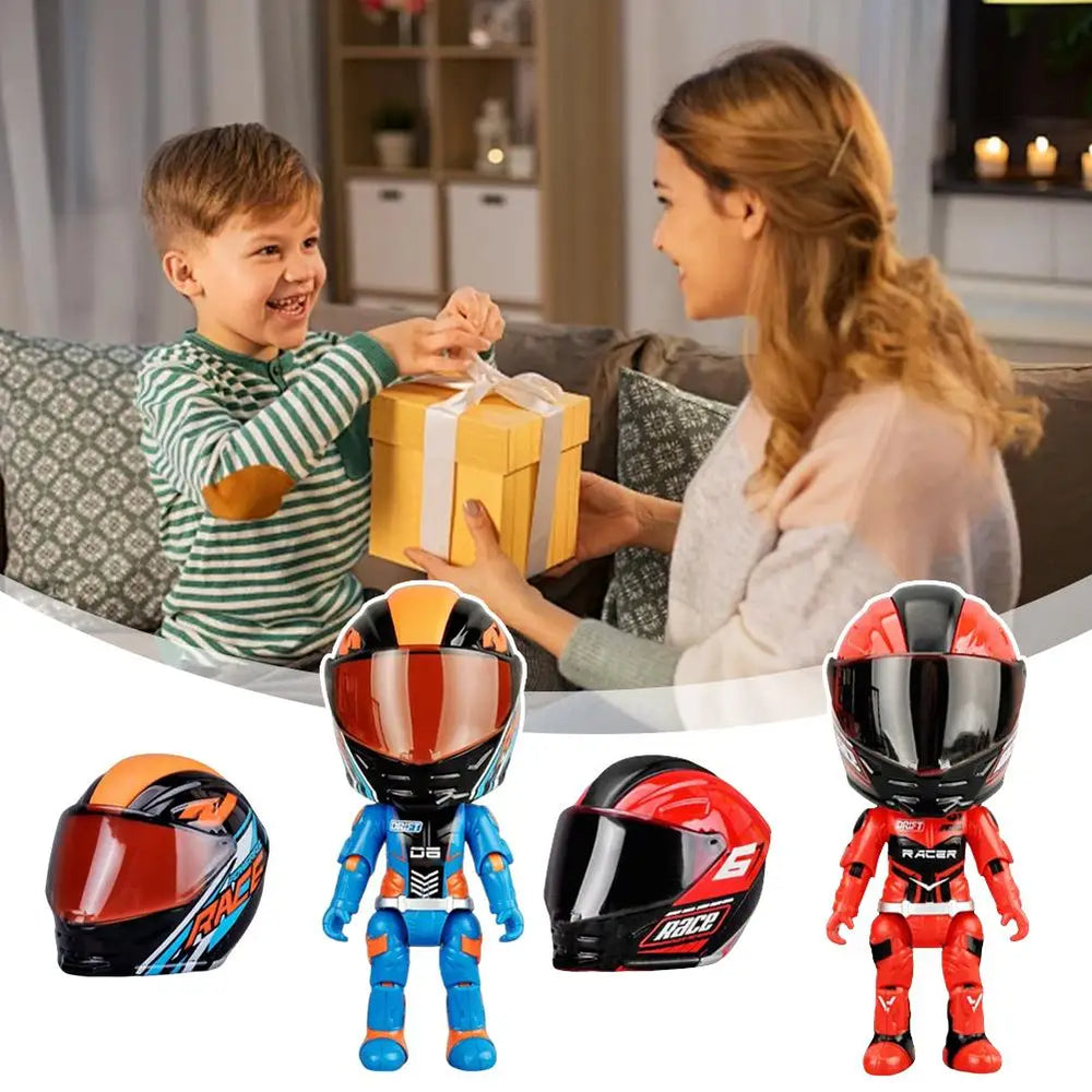 Poseable Motorcycle Rider Figure with Removable Helmet