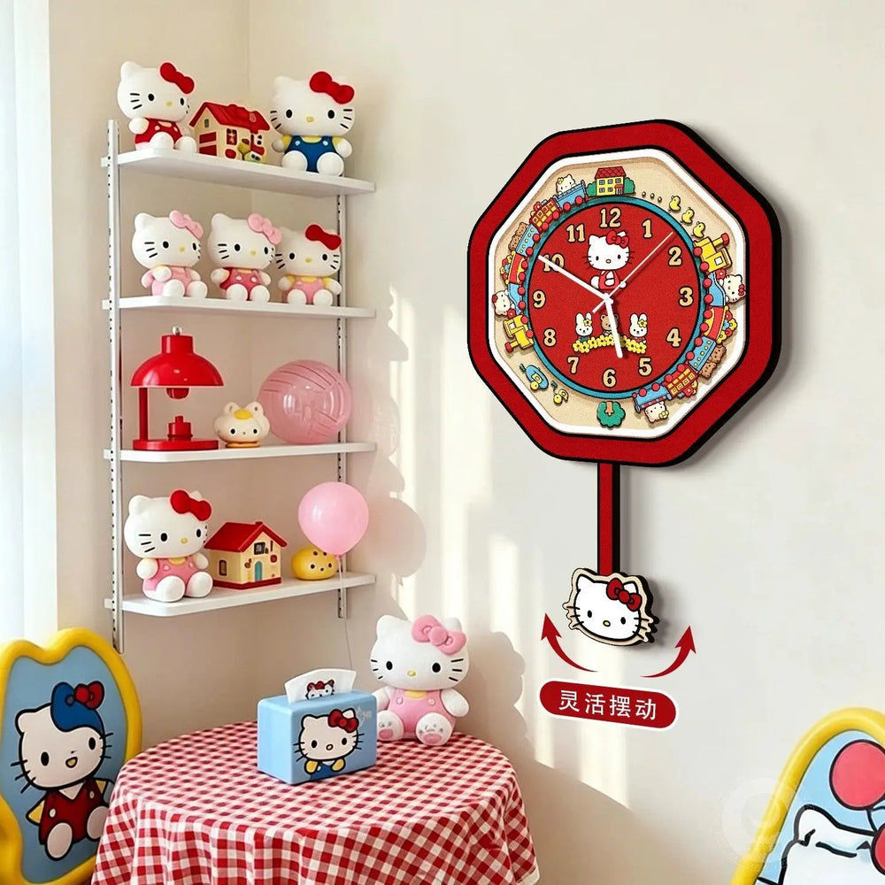 Kawaii Dream Train Pendulum Wall Clock for Cute Room Decor