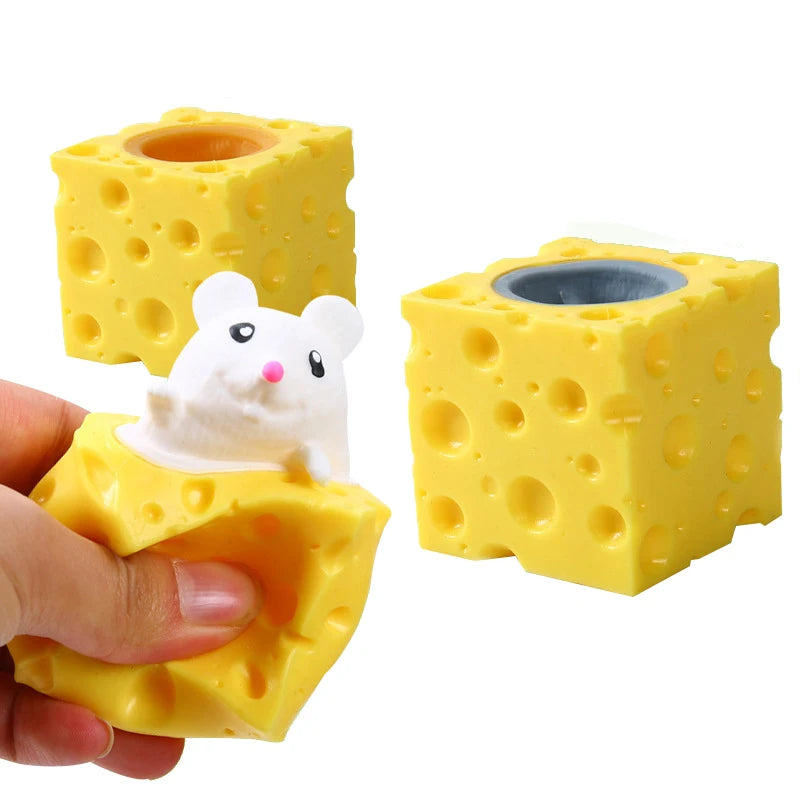 Cheese Mouse Stress Toy – Funny Squeeze Fidget – In Use | Toki Toy Box