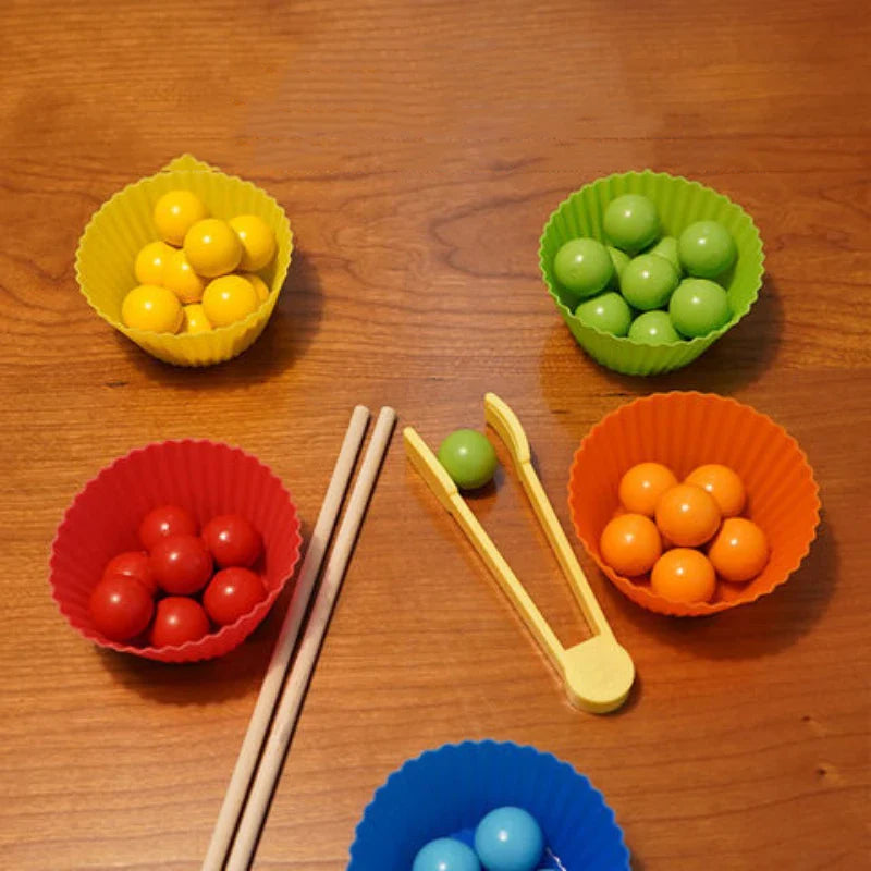Rainbow Stack Cups & Beads – Learning Toy for KidsMontessori Rainbow Stack Cups & Counting Beads Set – In Use | Toki Toy Box
