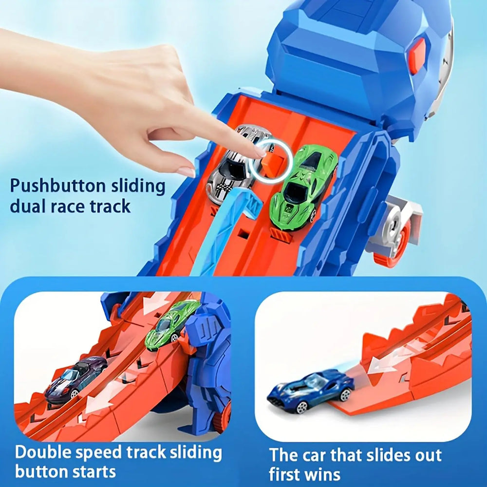 Folding Dino Transporter Track Set – Kids Racing Play – Whats Included | Toki Toy Box