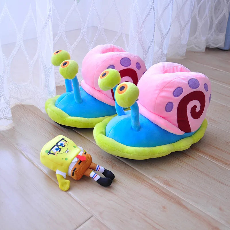 Cute Snail Plush Slippers | Toki Toy Box – Side View | Toki Toy Box