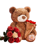 30CM Rose Bear Plush Toy – Soft Stuffed Animal Doll