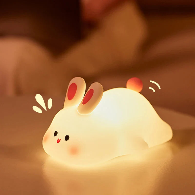 Cute Bunny Night Light – Soft Touch Lamp for Kids – Side View | Toki Toy Box