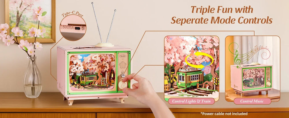 3D Wooden Music Box Puzzle – Dream Sakura Build Kit – Color Options | Toki Toy Box