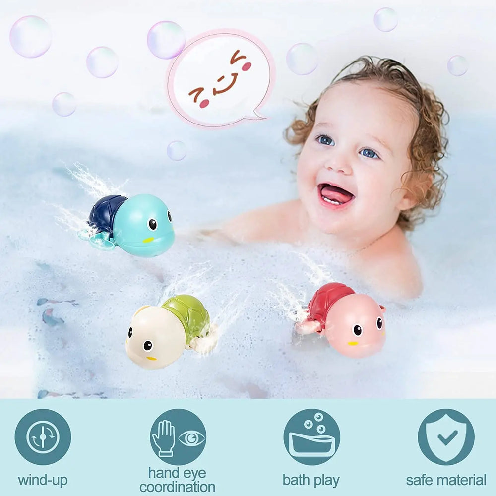 Wind-Up Swimming Turtle Bath Toys – 3 Pack for Kids