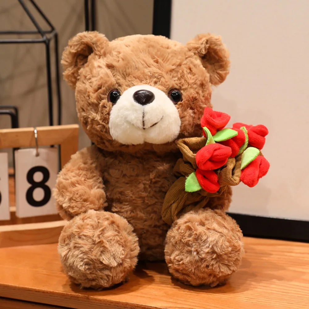 Rose Heart Teddy Plush – Cute Gift Bear - Toki Toy Box