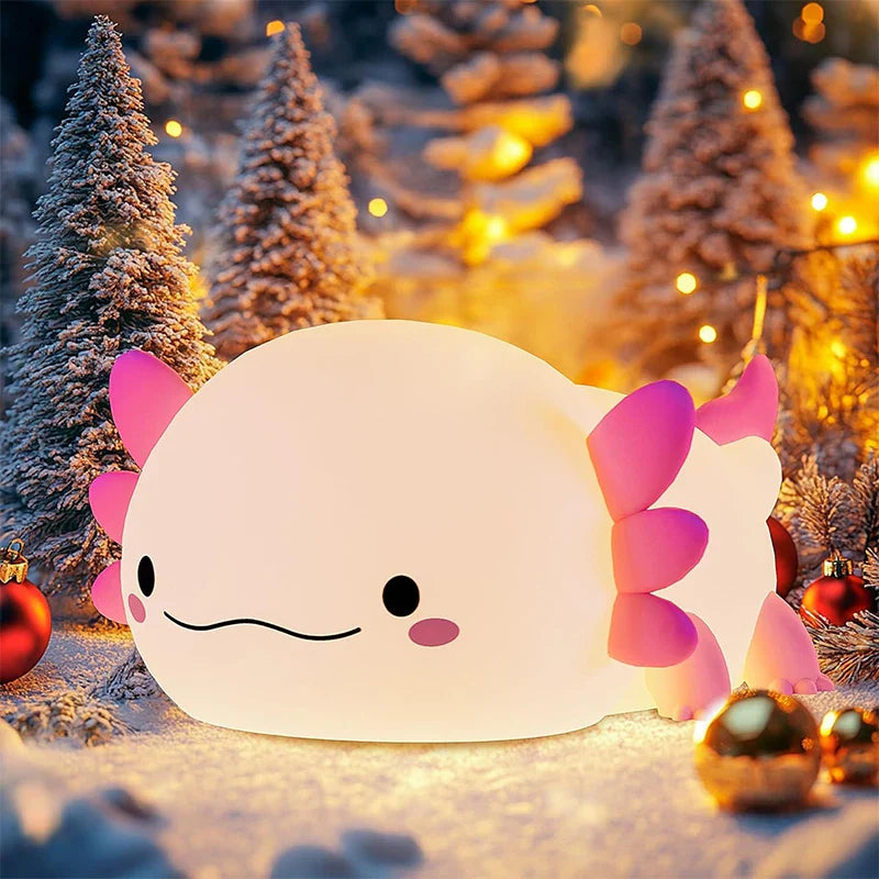 Squishy Glow Axo Buddy Night Light – Tap Control, USB – Side View | Toki Toy Box