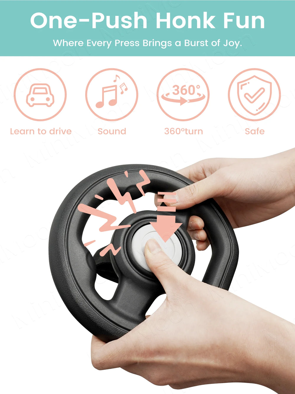 Pretend Steering Wheel Attachment for Strollers & Carts