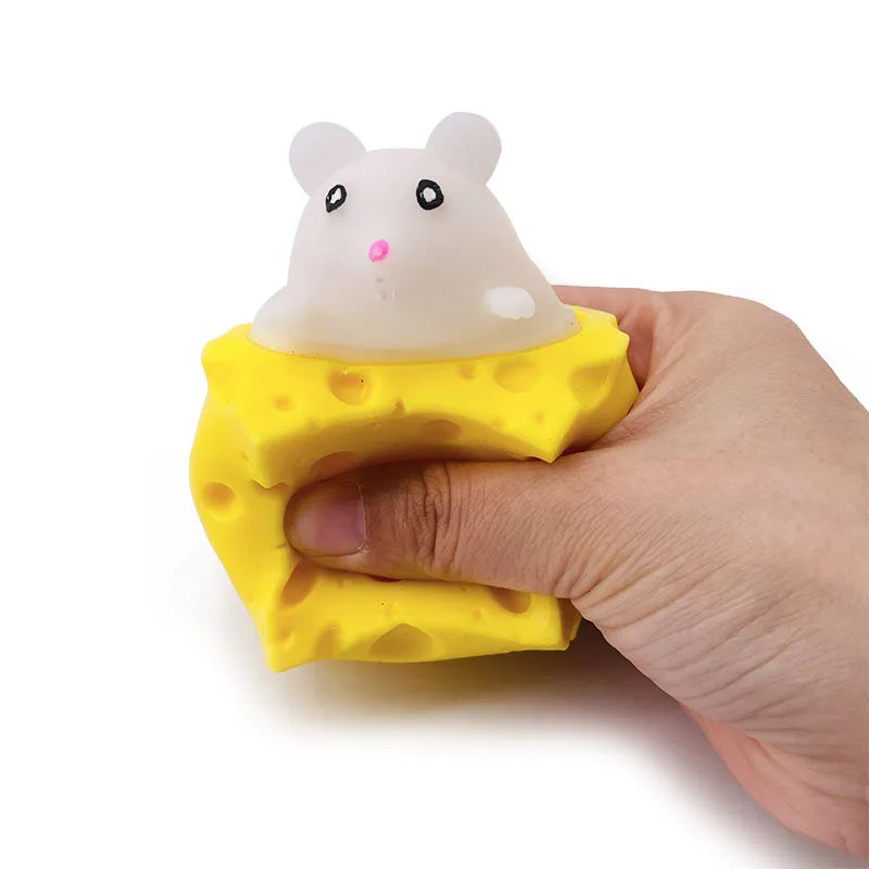 Cheese Mouse Stress Toy – Funny Squeeze Fidget – Color Options | Toki Toy Box