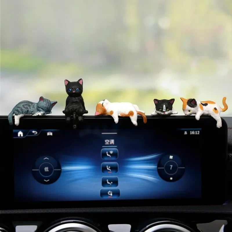 Mini Cat Dashboard Decorations (5-Pack) – Cute Car Companions – In Use | Toki Toy Box