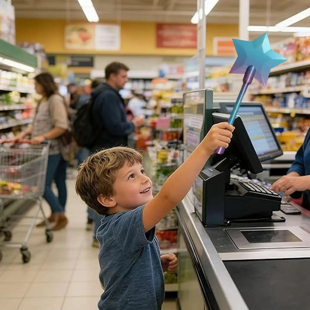Fairy-style star wand that holds a credit or debit card