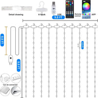3M RGB LED Smart Curtain Lights – USB Powered with Bluetooth App Control