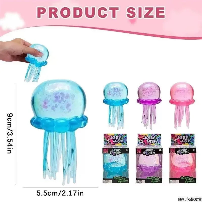 Jellyfish squish ball shown with its presentation gift box