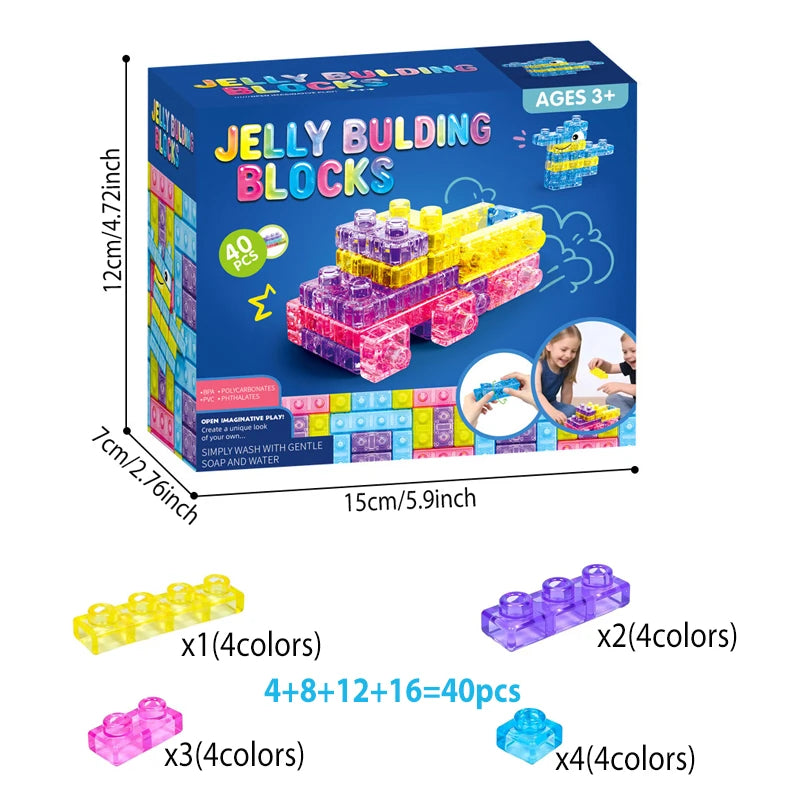 40-Piece Squishy Jelly Blocks – Sensory Building Set