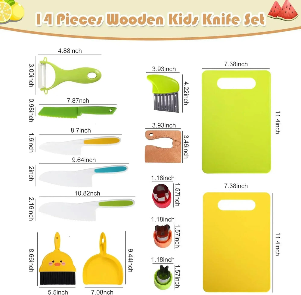 Kids Safe Cooking Knife Set | 14-Piece Montessori Kit