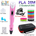 3D Printing Pen Set for Kids – DIY Creative Gift with Power Adapter & 12-Color PLA Filament (36M)