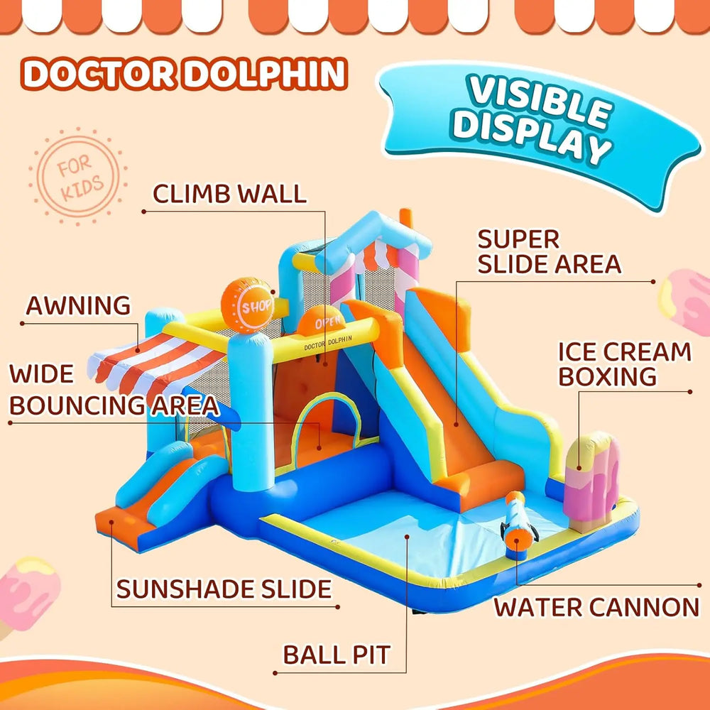 Kids Inflatable Bounce House with Double Slides