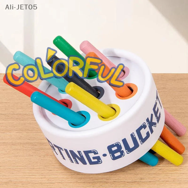 Montessori Color Sorting Bucket – Wooden Learning Toy