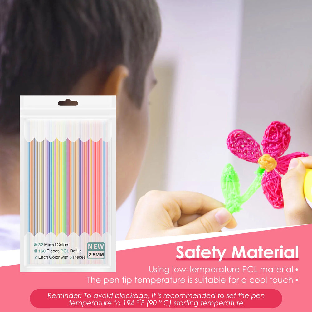 3D Pen Filament Refill Pack – 32 Vibrant Colors