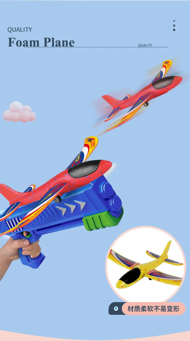 Foam Plane Launcher Set – Long Range Outdoor Fun for Kids