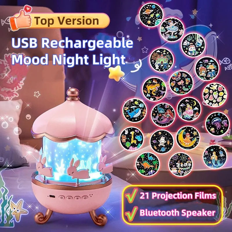 Rabbit Galaxy Projector Lamp with Speaker for Kids